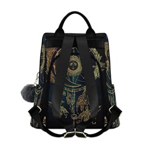 Backpack Purse for Women Fashion Ethnic Dreamcatcher Feathers Moon Sun Travel Anti-theft School Daypack College Casual Shoulder Bag Medium Size