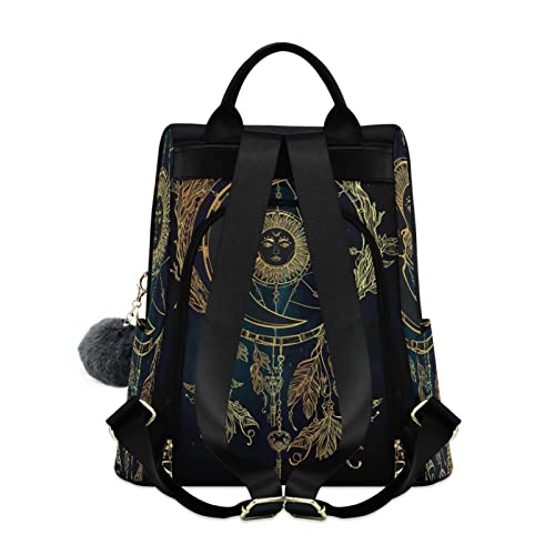 Backpack Purse for Women Fashion Ethnic Dreamcatcher Feathers Moon Sun Travel Anti-theft School Daypack College Casual Shoulder Bag Medium Size