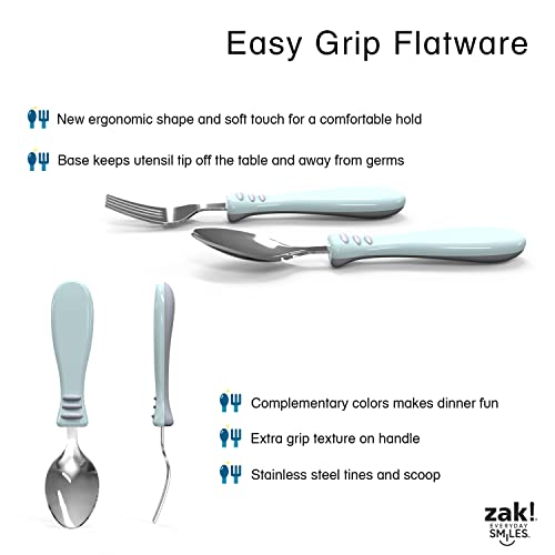 Zak Designs Bluey Kid Flatware Fun Character Art on Both Utensils, Non Slip Fork and Spoon Set is Perfect for Encouraging Picky Eaters to Finish Their Plates, 2 pack (4 PCS)