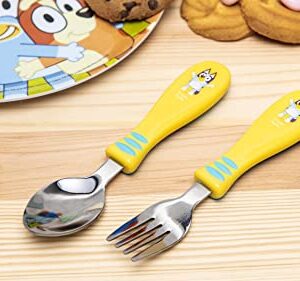 Zak Designs Bluey Kid Flatware Fun Character Art on Both Utensils, Non Slip Fork and Spoon Set is Perfect for Encouraging Picky Eaters to Finish Their Plates, 2 pack (4 PCS)