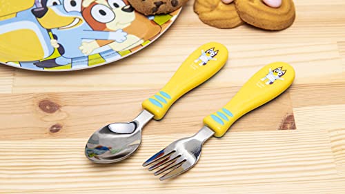 Zak Designs Bluey Kid Flatware Fun Character Art on Both Utensils, Non Slip Fork and Spoon Set is Perfect for Encouraging Picky Eaters to Finish Their Plates, 2 pack (4 PCS)