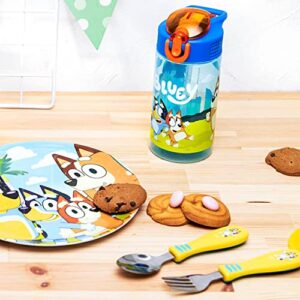 Zak Designs Bluey Kid Flatware Fun Character Art on Both Utensils, Non Slip Fork and Spoon Set is Perfect for Encouraging Picky Eaters to Finish Their Plates, 2 pack (4 PCS)