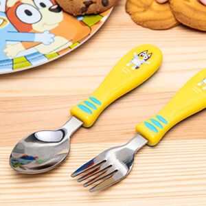 Zak Designs Bluey Kid Flatware Fun Character Art on Both Utensils, Non Slip Fork and Spoon Set is Perfect for Encouraging Picky Eaters to Finish Their Plates, 2 pack (4 PCS)