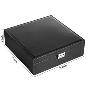 Jewelry Box, Jewelry Boxes for Women & Men with PU Leather, 2 Layer Large Jewelry Organizer Storage Case with Lock, for Necklace Bracelets Earrings Rings, Jewelry Organizer Box Ideal Gift, Black