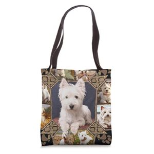 west highland white terrier dog westie floral tote bag