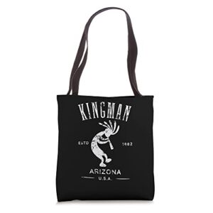 kingman arizona dancing kokopelli distressed design tote bag