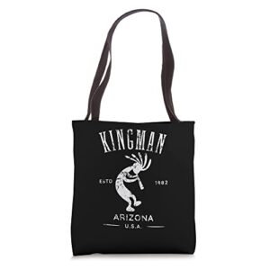 Kingman Arizona Dancing Kokopelli Distressed Design Tote Bag