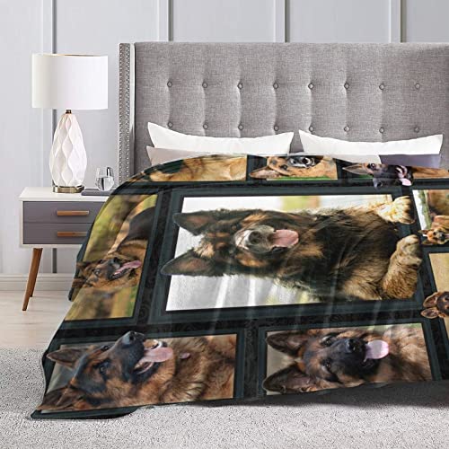 Smart Black Brown German Shepherd Dog Lovely Printed Ultra-Soft Throw Blanket Home Decorative Blanket for Living Room Bed Sofa