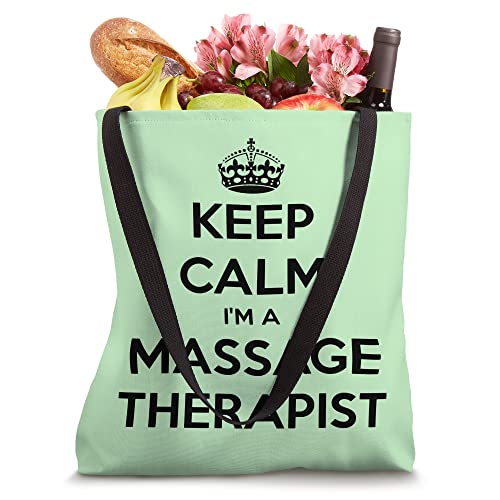 Keep Calm I Am A Massage Therapist Black Text Tote Bag