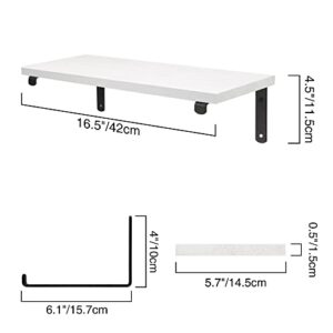 Godimerhea White Floating Shelves for Wall, Modern Wall Mounted Set of 2,Neutral Wooden Storage Decorative Hanging Shelf with Black Metal Brackets for Bathroom Living Room,Kitchen