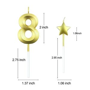 BEAN LIEVE Gold Birthday Candles - Golden Number 1 Cake Candle and Star Candles for Cake, Birthday Cake Candles Topper Decoration for Birthday、Wedding and Anniversary Party Celebration (Gold 1)