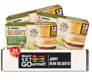 jimmy dean delights, english muffin cage free, turkey sausage eggwhite & cheese | made with whole grain – 3 pack (12ct each box) – ready set gourmet donate a meal program