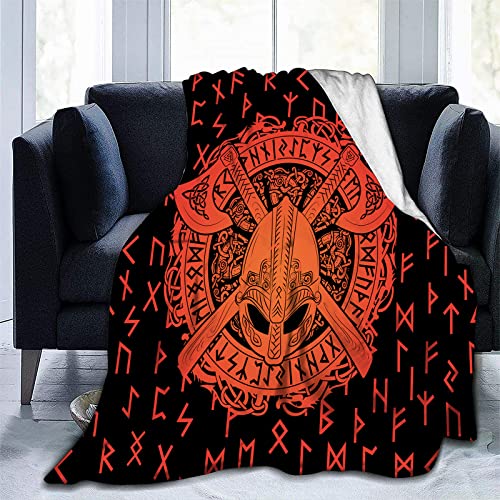 LINGXUQK Norse Mythology Viking Decor Blanket Odin Rune Witchcraft Norse Decor Sherpa Fleece Throw Blanket Lightweight Fluffy Blankets for Viking Gifts for Men…