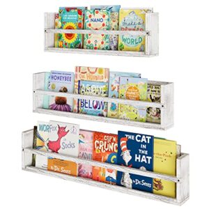 brightmaison Polynez 36"-30"-24" Kids Bookshelf for Wall, Nursery Books Shelves Wall, Kitchen Shelves, Floating Shelves for Wall Decor, Burnt White, Set of 3