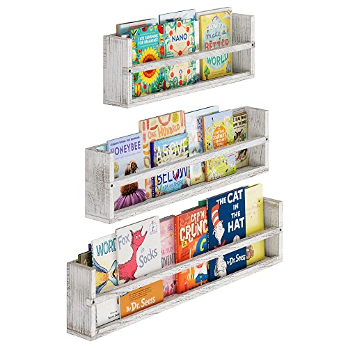 brightmaison Polynez 36"-30"-24" Kids Bookshelf for Wall, Nursery Books Shelves Wall, Kitchen Shelves, Floating Shelves for Wall Decor, Burnt White, Set of 3