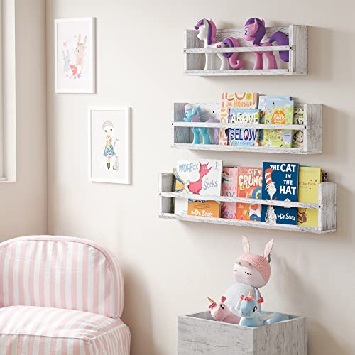 brightmaison Polynez 36"-30"-24" Kids Bookshelf for Wall, Nursery Books Shelves Wall, Kitchen Shelves, Floating Shelves for Wall Decor, Burnt White, Set of 3