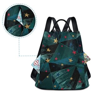 Backpack Purse for Women Fashion Colorful Stars on Geometric Travel Anti-theft School Daypack College Casual Shoulder Bag Medium Size