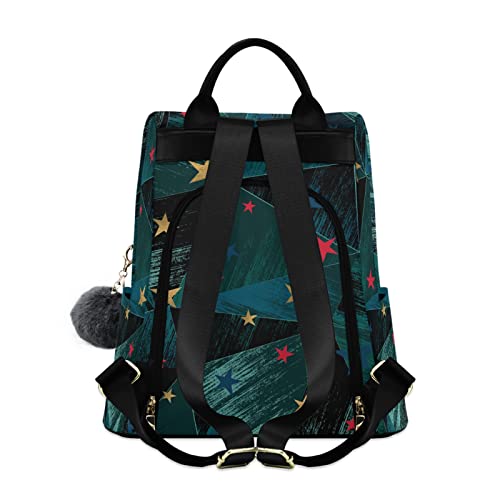 Backpack Purse for Women Fashion Colorful Stars on Geometric Travel Anti-theft School Daypack College Casual Shoulder Bag Medium Size