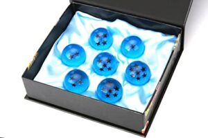 hovico 7pcs 42 mm collectible crystal acrylic resin glass ball with gift box dragon transparent play balls (blue)