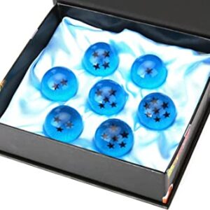 Hovico 7pcs 42 MM Collectible Crystal Acrylic Resin Glass Ball with Gift Box Dragon Transparent Play Balls (Blue)