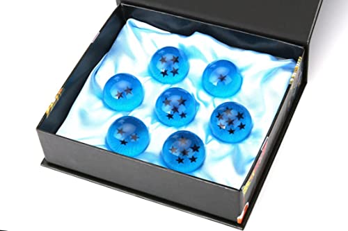 Hovico 7pcs 42 MM Collectible Crystal Acrylic Resin Glass Ball with Gift Box Dragon Transparent Play Balls (Blue)