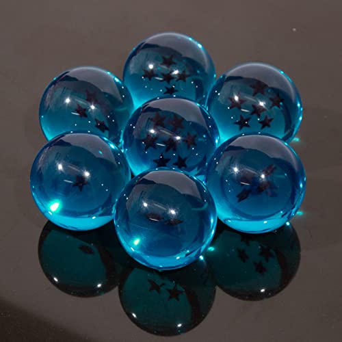 Hovico 7pcs 42 MM Collectible Crystal Acrylic Resin Glass Ball with Gift Box Dragon Transparent Play Balls (Blue)