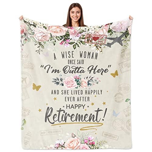 Ucuxuov Retirement Gifts for Women, Retired Gifts for Women, Funny Retirement Gifts for Teacher, Happy Retirement Gifts Ideas for Nurses Police Coworkers, Female Retirement Gifts Blankets 60"×50"