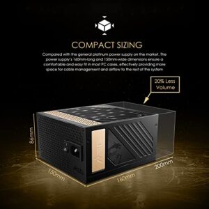 MEG Ai1300P PCIE 5 & ATX 3.0 Gaming Power Supply - Full Modular - 80 Plus Platinum Certified 1300W - 100% Japanese 105°C Capacitors - Compact Size - ATX PSU