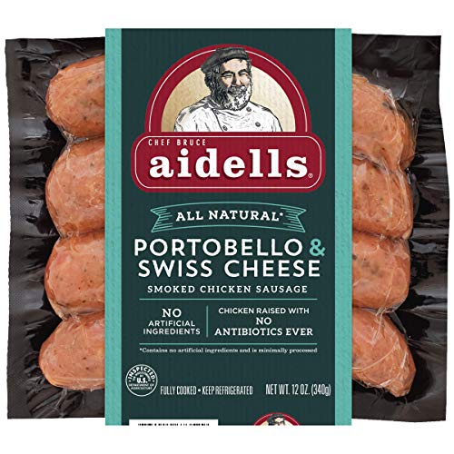 Aidells Smoked Chicken Sausage, Portobello & Swiss Cheese, 12 oz. (4 Fully Cooked Links)