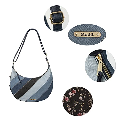 MUDD Handbags For Women Designer Patchwork Hobo Bag Denim