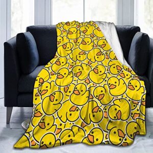 perinsto cute rubber duck throw blanket ultra soft warm all season yellow cartoon ducks decorative fleece blankets for bed chair car sofa couch bedroom 50″x40″