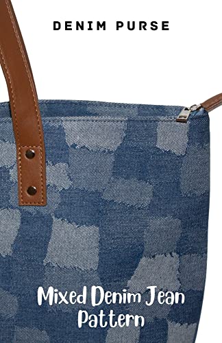 Denim Tote Bag, Jean purses for women denim, Bojo Blue Jean Tote with multiple shades of denim which make the patterns of this denim bag, jean tote bag for women with inside pockets and lining.