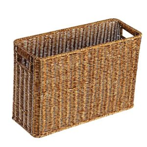 baoblaze hand-woven magazine basket plastic rattan sundries storage bins japanese style finishing basket for closets bedroom magazine newspaper home – dark brown