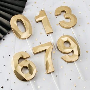 UVTQSSP 3.94 Inch Gold Number 3 Candles Large Glitter Numeral Birthday Candles Cake Topper Decoration for Party Adults Kisd or Pets