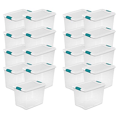Sterilite Multipurpose 25 Quart Capacity Clear Plastic Storage Tote Home and Office Organization Bins with Latching Lids and Handles, (18 Pack)