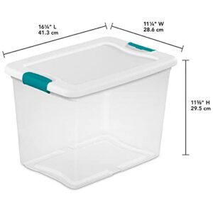 Sterilite Multipurpose 25 Quart Capacity Clear Plastic Storage Tote Home and Office Organization Bins with Latching Lids and Handles, (18 Pack)