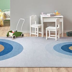 Well Woven Kids Rugs Twilight Rainbow 5' x 7' Blue Modern Printed Machine Washable Area Rug