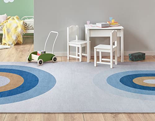 Well Woven Kids Rugs Twilight Rainbow 5' x 7' Blue Modern Printed Machine Washable Area Rug