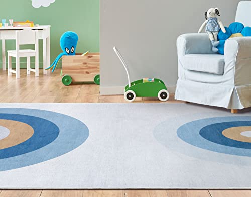 Well Woven Kids Rugs Twilight Rainbow 5' x 7' Blue Modern Printed Machine Washable Area Rug