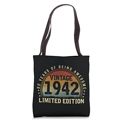 Born in 1942 Limited Edition 80 Yr Old Vintage 80th Birthday Tote Bag