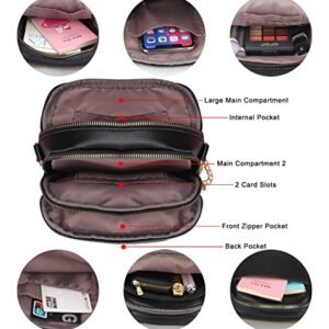 Multi Pocket Black Leather Crossbody Bag for Women Handbag Cute Little Purse Small Ladies Shoulder Strap Cross Body Bag Best Designer Crossbody Purse Girls Casual Chain Cell Phone Bags