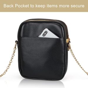 Multi Pocket Black Leather Crossbody Bag for Women Handbag Cute Little Purse Small Ladies Shoulder Strap Cross Body Bag Best Designer Crossbody Purse Girls Casual Chain Cell Phone Bags