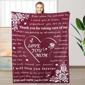 srizian gifts for mom, birthday gifts for mom, i love you mom gift blanket, with printed blanket, unique mom gift from daughter or son for valentine’s day, birthday, thanksgiving, christmas