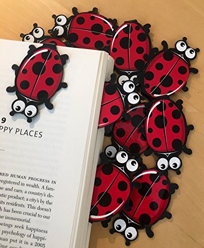 Ladybug BULK Bookmarks for Kids Girls Boys - Set of 10 Animal Bookmarks Perfect for School Student Incentives Birthday Party Supplies, Reading Incentives, Party Favor Prizes, Classroom Reading Awards!