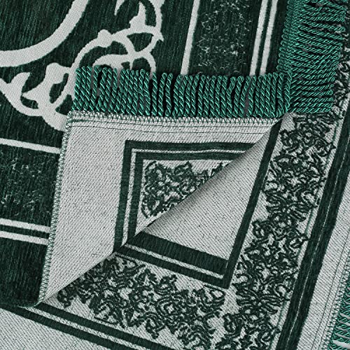 5656 Muslim Prayer Rug in Nice Gift Box Chenille Jacquard Prayer Mat Muslim for Men and Women Perfect Ramadan Gifts Special Fashion Design Portable Prayer Mat with Beads 33 Hajji Gift Sets (Green)