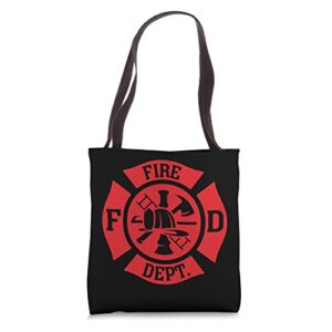 firefighter fire dept. badge design tote bag