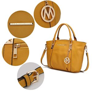 MKF Set Crossbody Satchel Bag for Women & Wristlet Wallet Purse – PU Leather Top Handle Tote – Shoulder Handbag