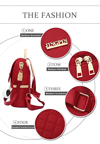 MBVBN Fashion Mochila Solid Color Women Backpack Purse Travel Bag Teenagers School Bags Kawaii (Red)