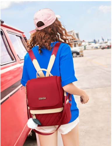 MBVBN Fashion Mochila Solid Color Women Backpack Purse Travel Bag Teenagers School Bags Kawaii (Red)