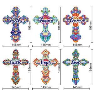 6pcs Cross Diamond Painting Bookmarks with Tassel Crystal Acrylic Diamond Art Bookmarks Rhinestone Diamond Drawing Bookmarks for Adults Kids Home Office School Gift Graduation Birthday Reading Faith